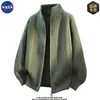Casaco Cardigan de Tricô de Alta Qualidade Marca NASA Masculino Outono Casual Solto Cor Sólida Lã Top Tendência