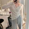 Suéter de cuello en V de lana fina suave de estilo coreano para mujer, nuevo suéter de otoño ajustado, camiseta interior adelgazante, top de temperamento