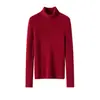 Suéter Clássico de Cashmere com Gola Alta Lisa e Canelado Novo para Outono e Inverno Feminino, Malha Grossa Sem Costura