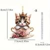 Cross-border Valentine's Day Tea Cup Cat Acrílico 2D Pingente Chaveiro Espelho Retrovisor Do Carro Acessórios Mochila Pequeno Pingente