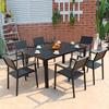 Mesas y Sillas de Exterior, Combinación de Mesas y Sillas para Patio, Mesas y Sillas para Comedor Informal, Plegables para Exterior, Balcón al Aire Libre, Terraza de Jardín, Madera Plástica