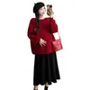 Traje para mujeres embarazadas 2023 otoño e invierno Nueva Moda reducción de edad bordado suelto grueso suéter cárdigan + falda de soporte para el vientre