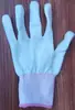 Luvas de Nylon com Dedos Colados, Dedos Revestidos de PU, Revestimento Branco, Antiestática, Proteção Leve