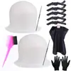 Conjunto de Ferramentas para Tintura de Cabelo Touca Realçadora de Silicone Pincel para Tintura de Cabelo Luvas de Borracha Presilha Crocodilo Lenço para Cabeleireiro Pronta Entrega