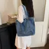 Bolsa tote de ganga elegante com decoração de rebites para mulheres, grande capacidade, adequada para o trabalho e a escola, bolsa de ombro casual versátil