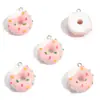 Cor Macaron Resina Donut Desenho Animado Comida Brinquedo DIY Cola Creme Chaveiro Acessórios Pingente W550