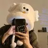 Chapéu de Pelúcia com Orelhas de Cachorro Peludo para Mulheres no Outono e Inverno, Proteção contra Frio, Proteção Auricular, Aquecimento, Versátil e que Mostra o Rosto, Pequeno Chapéu de Tricô