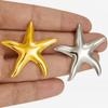 Pendientes de estrella de mar de acero inoxidable 304 estilo hip hop europeo y americano, pendientes de nicho para mujer, pendientes de diseño avanzado de metal de 18 quilates.
