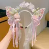 Accesorios para el Cabello con Borlas de Princesa Nuevos de Celebridad de Internet Douyin Accesorios de Hada Dinastía Han Diadema de Flor de Sirena Hada Mariposa