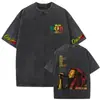 Camiseta con Estampado Gráfico Retro Lavada de Bob Marley One Love Reggae, Hombres, Mujeres Camiseta de Algodón Casual Retro, Hombres
