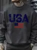 Tamanho Europeu Transfronteiriço Estampa Retrô Americana Pulôver Masculino High Street Moda Moletom de Lã para Outono