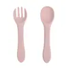 Conjunto de Tigela, Colher e Garfo de Silicone para Bebê, Louça para Alimentação de Bebês, Conjunto de Colheres de Silicone Complementares para Crianças