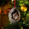 Natal Novo Tipo de Furo Guaxinim Decorações de Natal Enfeites para Árvore de Natal Impressão Plana 2D Acrílico Pequeno Pingente