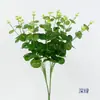 Simulação 16 Garfos Tela de Seda Cacho de Eucalipto Decoração de Casa Planta Verde Cena de Casamento Guirlanda de Batente Arranjo de Flores