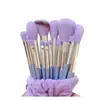 Set de 13 Brochas de Maquillaje Cuatro Estaciones Verde con 13 Brochas para Rubor, Sombra de Ojos, Corrector, Base, Polvo Suelto e Iluminador