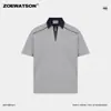 Camiseta de Manga Corta con Solapa de Mezclilla Falsa de Dos Piezas para Hombre Zoewatson Verano Estilo Americano Camisa Polo de Solapa de Gama Alta