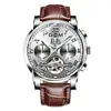 Reloj Automático Mecánico para Hombre con Correa de Cuero, Reloj Multifuncional con Fondo Calado, Reloj Mecánico para Hombre, Soporta Dropshipping