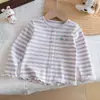Camiseta de manga larga para niña, nuevo top de punto a rayas elegante para primavera y otoño para niños, ropa de bebé, camiseta básica de otoño