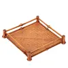 Juego de Té de Bambú Vintage Bandeja de Té para Guardar Bandeja de Té Esterilla Estilo Japonés de Bambú Estante de Almacenamiento para Casa de Té Estante para Tazas de Té Cesta de Almacenamiento