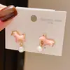 Pendientes de Plata Recubiertos de Oro Real de 18K con Aguja de Plata, Circonita, Perla de Imitación y Poni para Mujer, Dulces y Lindos, Pendientes de Alta Gama para el Año de Nacimiento