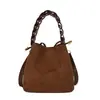Bolso Tejido Retro Transfronterizo Bolso Tote Pequeño para Mujer 2026 Nuevo Bolso Cubo de Nicho Bolso Cruzado Simple de un Solo Hombro