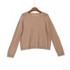 Suéter de Lã com Trança de Cashmere Hengjia QySilk de Manga Longa para Mulheres, Novo Suéter de Lã Cor Sólida com Gola Redonda para Outono e Inverno