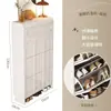Armário de sapatos ultrafino estilo creme para entrada de casa, armário de hall de entrada com porta basculante e sapateira simples de grande capacidade integrada