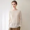 Jersey de punto de seda y cachemira 2026 otoño/invierno nuevo para mujer, corte holgado, cuello redondo, hombros caídos, elegante jersey de punto base