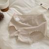 Estilo Mui Cor Pura Simples e Confortável Sem Costura Levanta Bumbum Roupa Íntima Feminina Renda Doce na Borda Amiga da Pele Cobre o Bumbum Calcinha de Cintura Média
