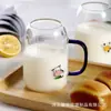 Vaso de agua de vidrio con pajita para niños, vaso para leche con escala, vaso con asa, bonito, resistente a altas temperaturas, disponible en stock