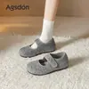 Sapatos Mary Jane Plataforma Augustus Gray para Mulheres 2026 Novo Outono Solado Macio Fechamento com Velcro Bico Redondo Sapatilhas