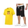 Traje esportivo 2023 masculino tendência esportiva masculino fitness corrida shorts e camiseta conjunto uma geração de estampa de cabelo