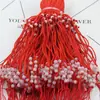 Cordón colgante de ocho cuentas, tejido a mano, de jade, accesorios de joyería para manualidades, cuerda roja, venta al por mayor