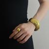 Diseño nicho francés pulsera de anillo liso abierto con textura tallada vintage exagerada pulsera de cara ancha de oro vintage