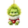 Gorro Navideño Transfronterizo Colgante de Bebé Grinch Decoración Navideña Adorno Plano de Acrílico para Árbol de Navidad