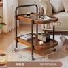 Mesa auxiliar móvil para sala de estar, hogar, apartamento pequeño, mesa de té pequeña con ruedas, mesa redonda pequeña de madera maciza, estante de almacenamiento, carrito redondo
