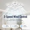 Lámpara de ventilador de cristal cuadrada, silenciosa, viento fuerte para comedor hogar