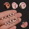 Cross-Border popular brincos de zircão micro inlay orelha osso unhas aço inoxidável parafusos de flor brincos pequenos punção criativa atacado