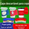 Conjunto de xícaras de chá com leite, descartáveis, atacado, impressão de papel ondulado, alça de ponto personalizada, logotipo de café isolado à prova d'água