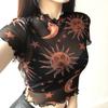 Comercio Exterior Top de Malla Estampado Europeo y Americano Camiseta Vestido para Mujer XX0129