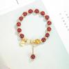 Pulseira de Ágata Vermelha 8mm Retro Bola Xiangyun Dourada Pulseira Marca Hetian Yufu Feminina Guofeng Presente 2022 Novo