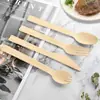 Cuchillo Tenedor Cuchara de Bambú Desechables Vajilla Biodegradable Cuchara para Pastel Tenedor para Filete Utensilios de Bambú Ecológicos Compostables