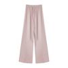 Calça acetato/tecido texturizado social/você ~ calça micro-casual feminina leve, solta, com caimento, para primavera e verão