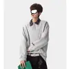 Sudadera con Cuello Polo Patchwork a Cuadros Estilo Americano Falso Dos Piezas para Hombre Otoño Tendencia Marca Bordado en Puño Diseño Sensación Top Casual