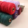 Corda de Algodão Trançada Vintage Feita à Mão de 3mm Corda de Algodão DIY Tapeçaria Corda de Fio de Algodão Grosso Acessórios de Amarração Lote de 100m Crochê