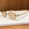 Moda Europea y Americana Nuevo Estilo Gafas de Sol Sin Marco Estilo Metálico Cuadradas Lentes Florales Gafas de Sol de Alta Textura para Mujeres Old Money Lujo Ligero