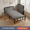 Cama individual plegable, portátil para uso doméstico, marco de hierro reforzado y engrosado, cama doble para dormitorio, cama de campaña simple para viviendas de alquiler