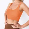 Camiseta de yoga sin mangas adelgazante con cuello cuadrado para mujer con almohadillas en el pecho, agradable para la piel, sujetador deportivo con sensación de segunda piel, se puede usar como prenda exterior, top deportivo de espalda cruzada