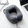 Travesseiro de viagem em seda gelada, estilo minimalista, com espuma de memória em formato de U e capuz, proporcionando sombra, adequado para viagens, aviões e suporte para o pescoço durante cochilos.