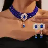 Pendientes de Gota de Agua con Perlas de Cristal Multicapa Moda Europea y Americana Exquisito Collar Lujo Accesible Joyería de Alta Gama de Nicho para Mujer